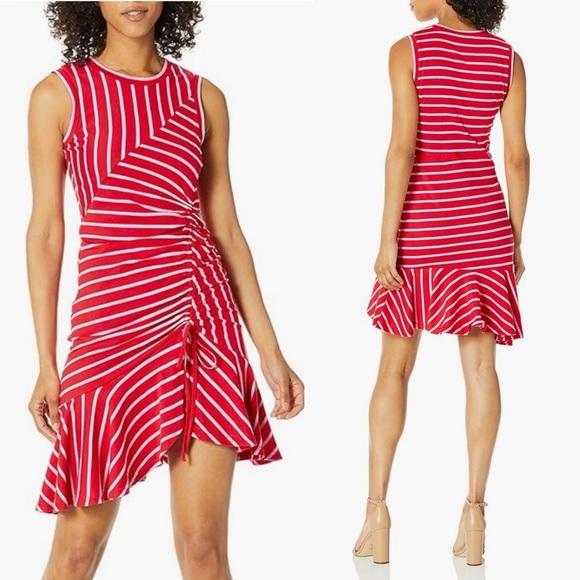 Parker Striped Sleeveless Ruched Mini Dress - size small - Picture 3 of 10